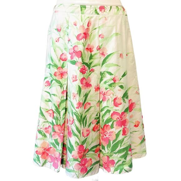 Vintage Jones New York Signature Midi Skirt Size 10 Floral A-Line Fully Lined - Picture 1 of 7